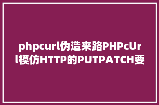 phpcurl伪造来路PHPcUrl模仿HTTP的PUTPATCH要求