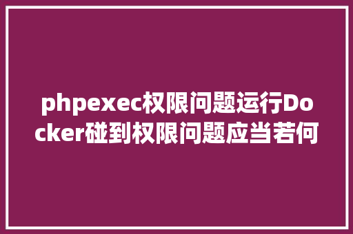 phpexec权限问题运行Docker碰到权限问题应当若何处置 AJAX