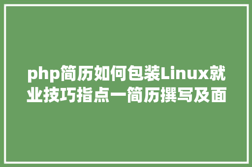 php简历如何包装Linux就业技巧指点一简历撰写及面试准备要 Vue.js