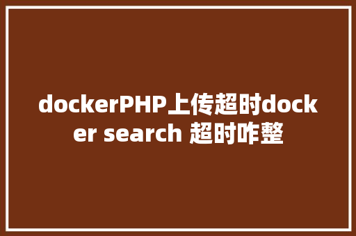 dockerPHP上传超时docker search 超时咋整 Vue.js