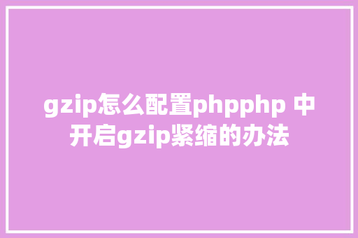 gzip怎么配置phpphp 中开启gzip紧缩的办法 RESTful API