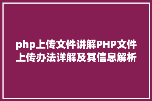 php上传文件讲解PHP文件上传办法详解及其信息解析附视频 Vue.js