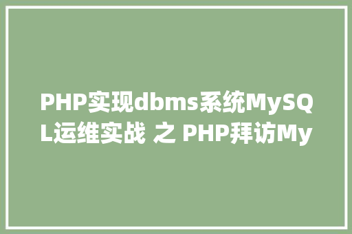 PHP实现dbms系统MySQL运维实战 之 PHP拜访MySQL你应用对了吗 GraphQL