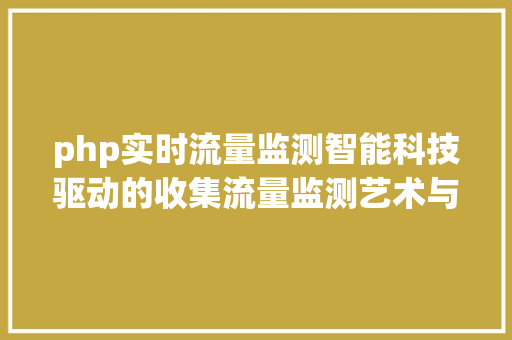 php实时流量监测智能科技驱动的收集流量监测艺术与数据的完善融合