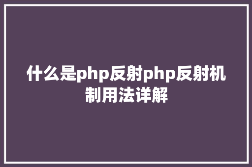 什么是php反射php反射机制用法详解 Docker