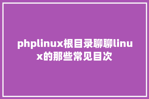 phplinux根目录聊聊linux的那些常见目次 RESTful API