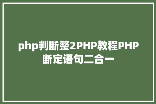 php判断整2PHP教程PHP断定语句二合一 PHP