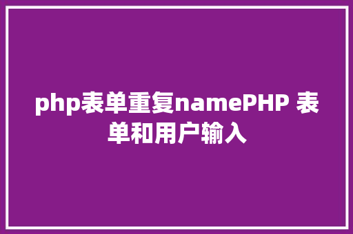 php表单重复namePHP 表单和用户输入 Python