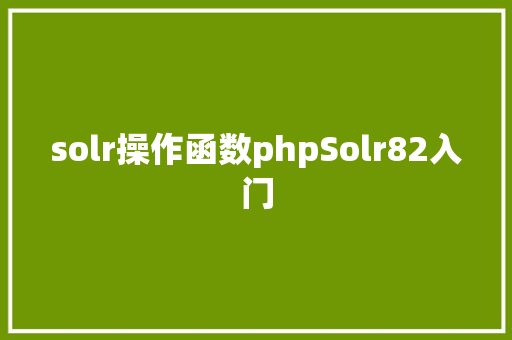 solr操作函数phpSolr82入门