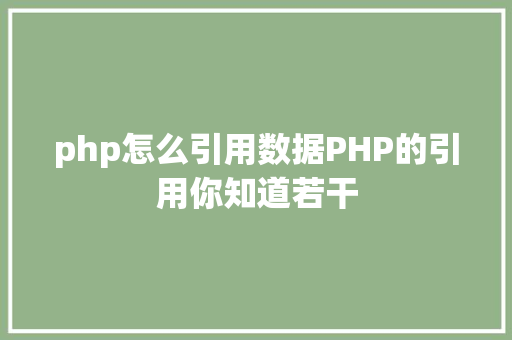 php怎么引用数据PHP的引用你知道若干 JavaScript