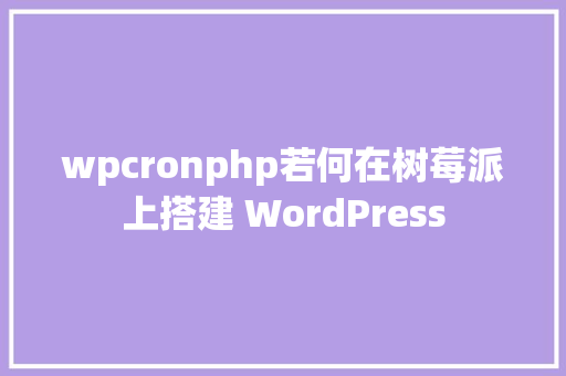 wpcronphp若何在树莓派上搭建 WordPress CSS