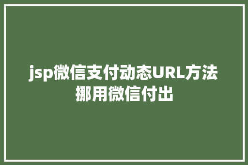 jsp微信支付动态URL方法挪用微信付出 GraphQL