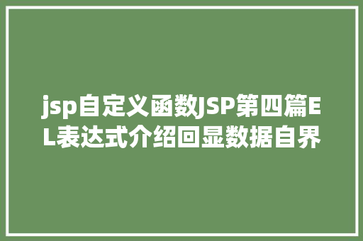 jsp自定义函数JSP第四篇EL表达式介绍回显数据自界说函数fn办法库等