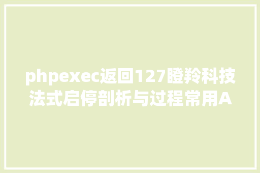 phpexec返回127瞪羚科技法式启停剖析与过程常用API的应用 SQL