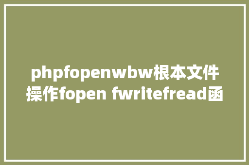 phpfopenwbw根本文件操作fopen fwritefread函数应用以及示例 Ruby