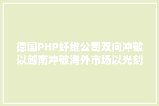 德国PHP纤维公司双向冲破以越南冲破海外市场以光刻胶冲破半导体资料国产化 Webpack