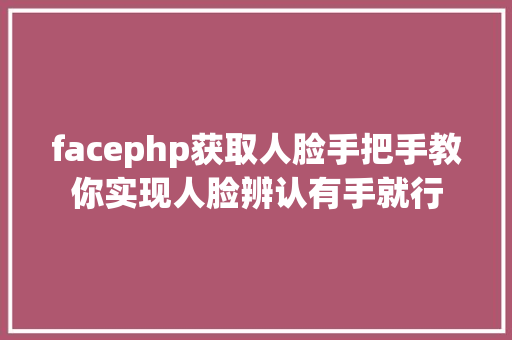 facephp获取人脸手把手教你实现人脸辨认有手就行