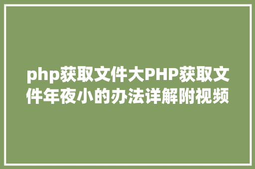 php获取文件大PHP获取文件年夜小的办法详解附视频 HTML