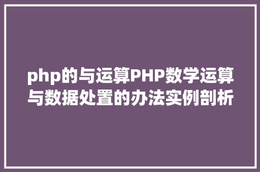 php的与运算PHP数学运算与数据处置的办法实例剖析