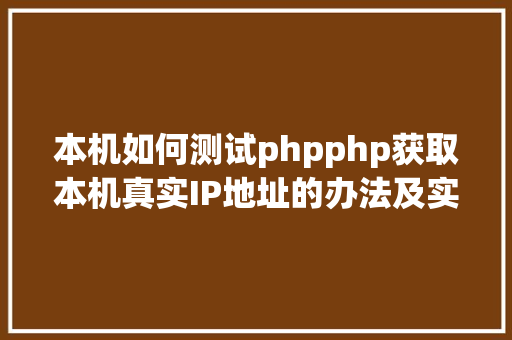 本机如何测试phpphp获取本机真实IP地址的办法及实例代码 Vue.js