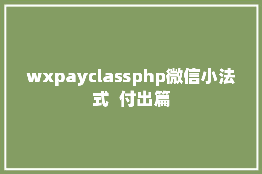 wxpayclassphp微信小法式  付出篇 Docker