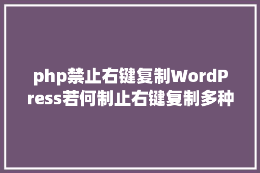 php禁止右键复制WordPress若何制止右键复制多种办法 Webpack