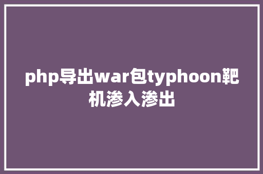 php导出war包typhoon靶机渗入渗出