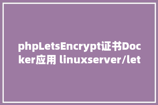 phpLetsEncrypt证书Docker应用 linuxserver/letsencrypt 生成SSL证书最全解析及实践