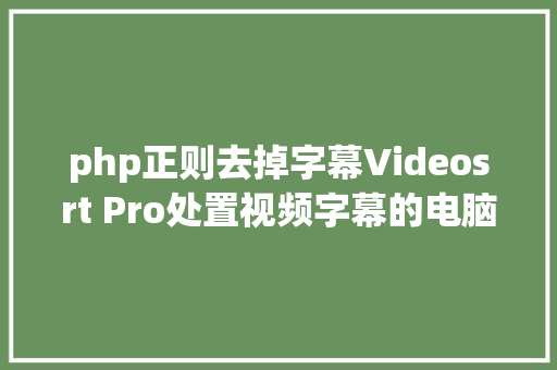 php正则去掉字幕Videosrt Pro处置视频字幕的电脑软件推举