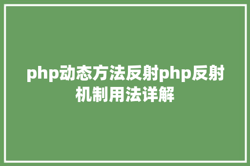 php动态方法反射php反射机制用法详解 Docker