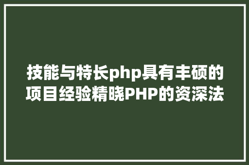 技能与特长php具有丰硕的项目经验精晓PHP的资深法式员寻IT互联网相干机遇