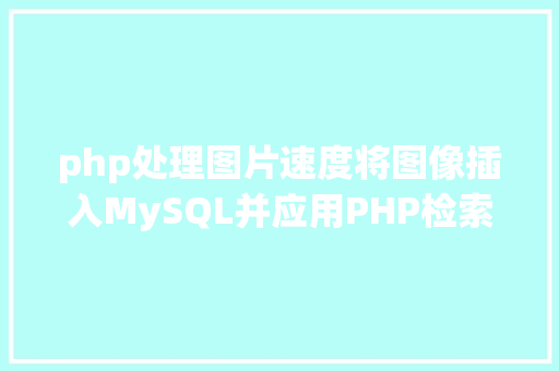 php处理图片速度将图像插入MySQL并应用PHP检索图像 GraphQL