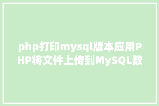 php打印mysql版本应用PHP将文件上传到MySQL数据库 Python