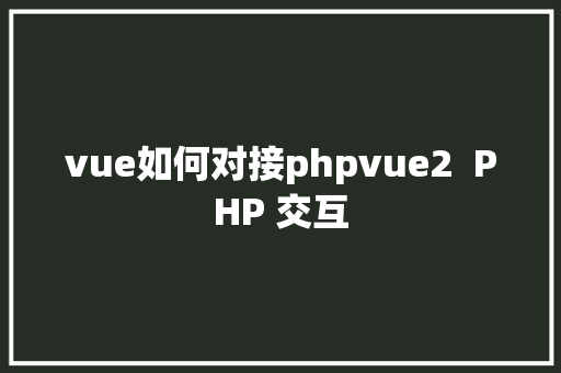 vue如何对接phpvue2  PHP 交互