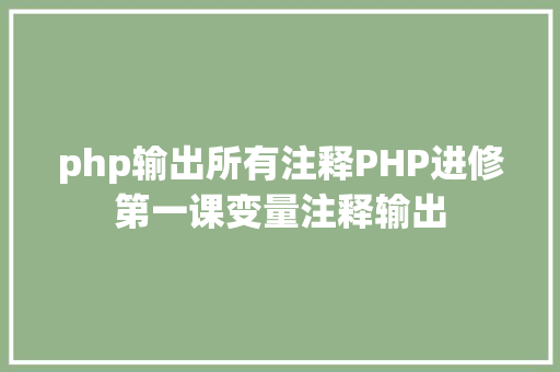 php输出所有注释PHP进修第一课变量注释输出 Webpack