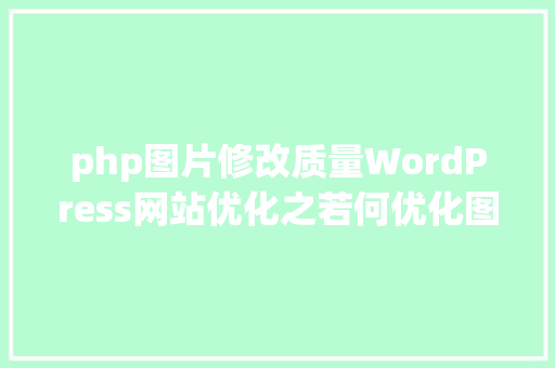 php图片修改质量WordPress网站优化之若何优化图片