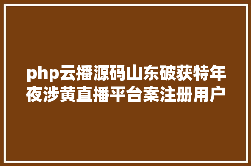 php云播源码山东破获特年夜涉黄直播平台案注册用户300多万