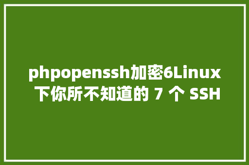 phpopenssh加密6Linux 下你所不知道的 7 个 SSH 敕令用法