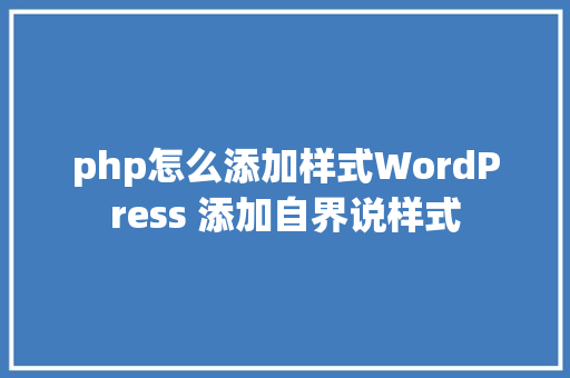 php怎么添加样式WordPress 添加自界说样式 RESTful API