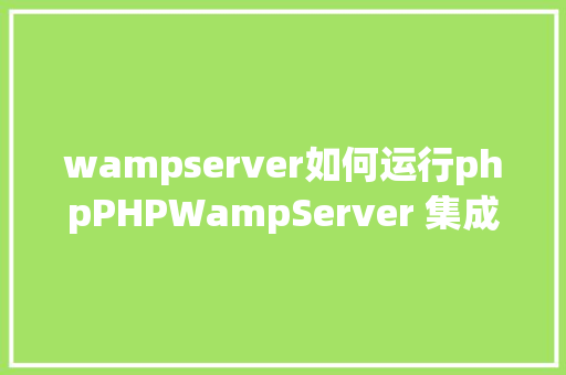 wampserver如何运行phpPHPWampServer 集成情况安装与设置装备摆设 NoSQL