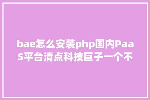 bae怎么安装php国内PaaS平台清点科技巨子一个不落 SQL