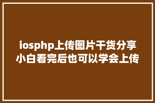 iosphp上传图片干货分享小白看完后也可以学会上传图片不再求人 SQL