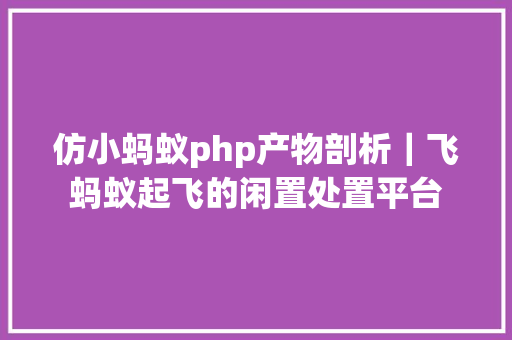 仿小蚂蚁php产物剖析｜飞蚂蚁起飞的闲置处置平台