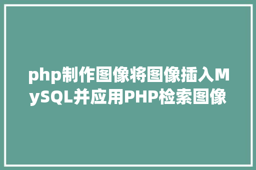 php制作图像将图像插入MySQL并应用PHP检索图像 HTML