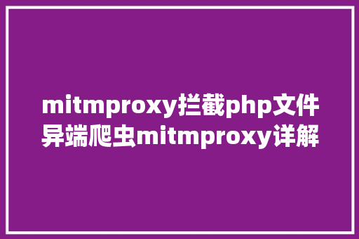 mitmproxy拦截php文件异端爬虫mitmproxy详解 Ruby