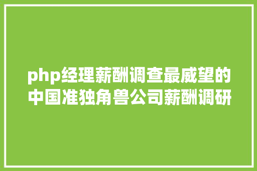 php经理薪酬调查最威望的中国准独角兽公司薪酬调研申报丨数据试验室