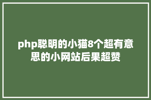 php聪明的小猫8个超有意思的小网站后果超赞 NoSQL