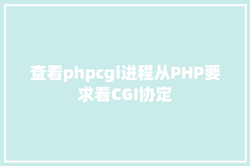 查看phpcgi进程从PHP要求看CGI协定