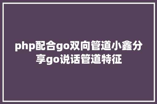 php配合go双向管道小鑫分享go说话管道特征