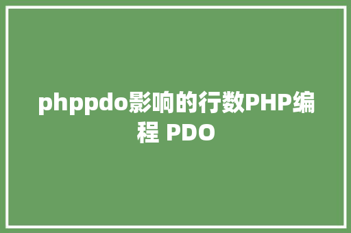 phppdo影响的行数PHP编程 PDO Vue.js